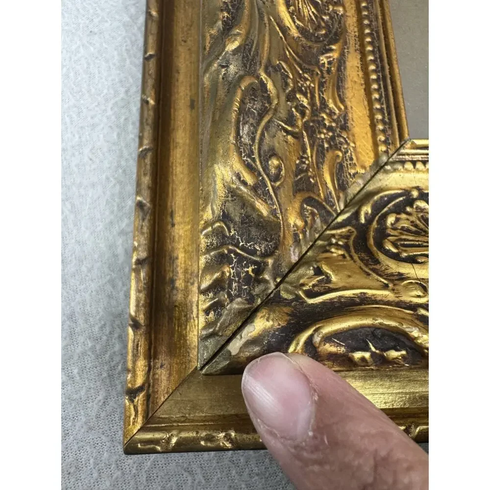 Vintage Jesus Portrait Print Ornate Gold Frame Christian Religious Wall Art